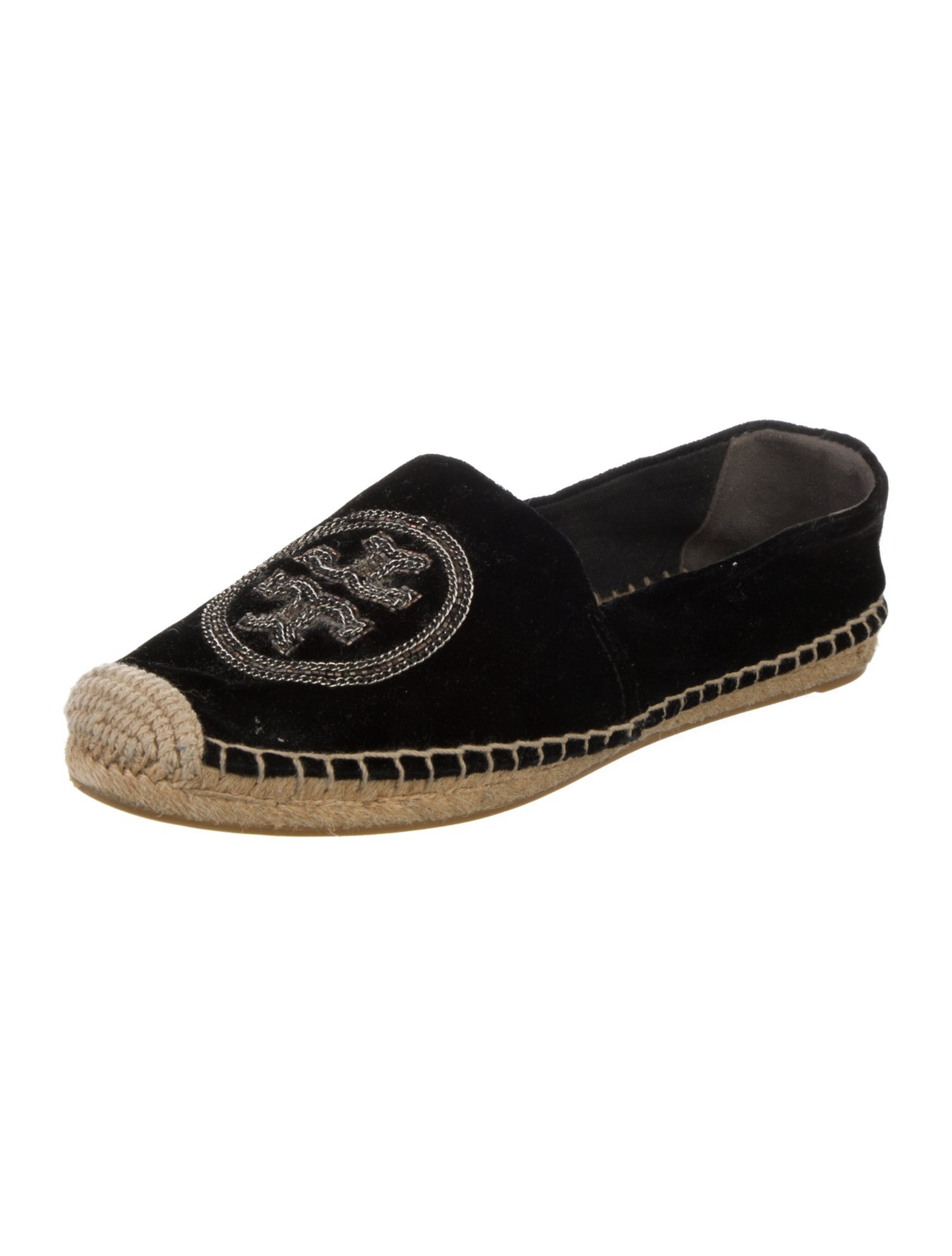 Tory Burch Velvet Chain-Link Accents Espadrilles